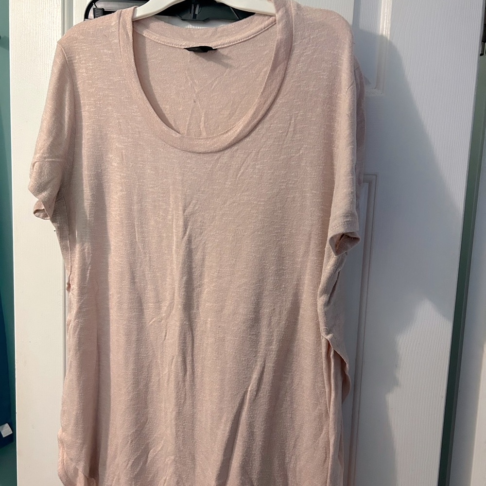 Baby pink dolphin hem tee with slit sides